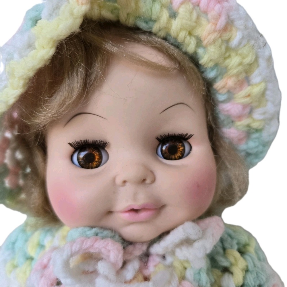 Vintage Horsman 15" Blonde Brown Eyes Soft Rubber Baby Doll Eyes Open &Shut 1971